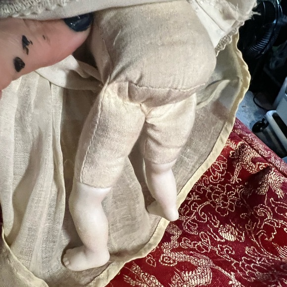 Antique original baby doll 1920s German bisque porcelain/ fabric 12”x5” Japan - Picture 6 of 8